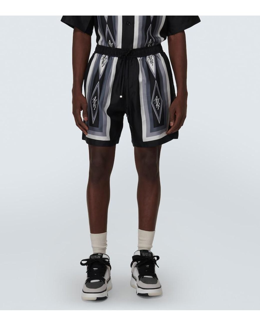 Amiri Black Diamond Silk Shorts for men