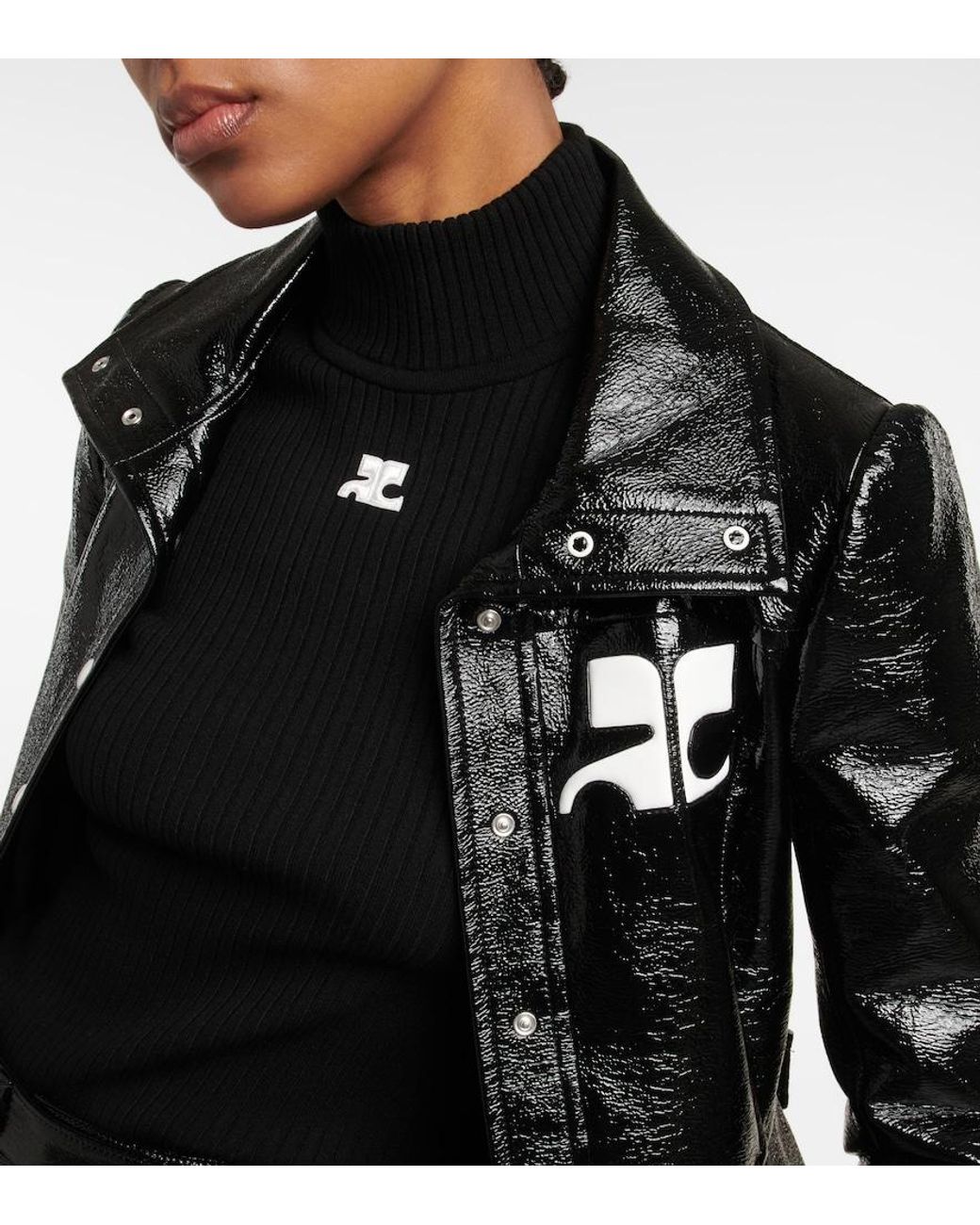 Courreges Black Logo Cotton-Blend Trench Coat