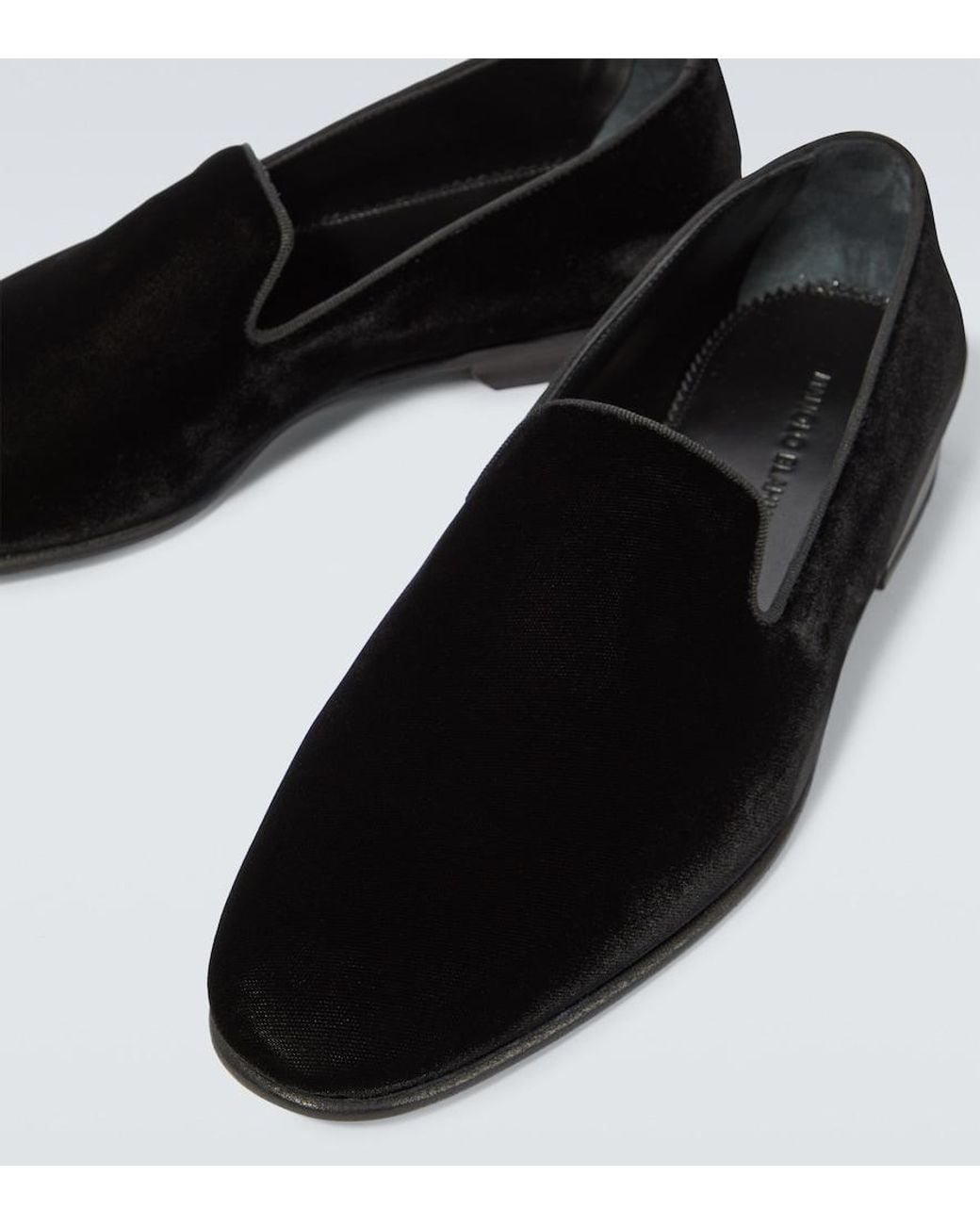 Manolo Blahnik Black Mario Velvet Loafers for men