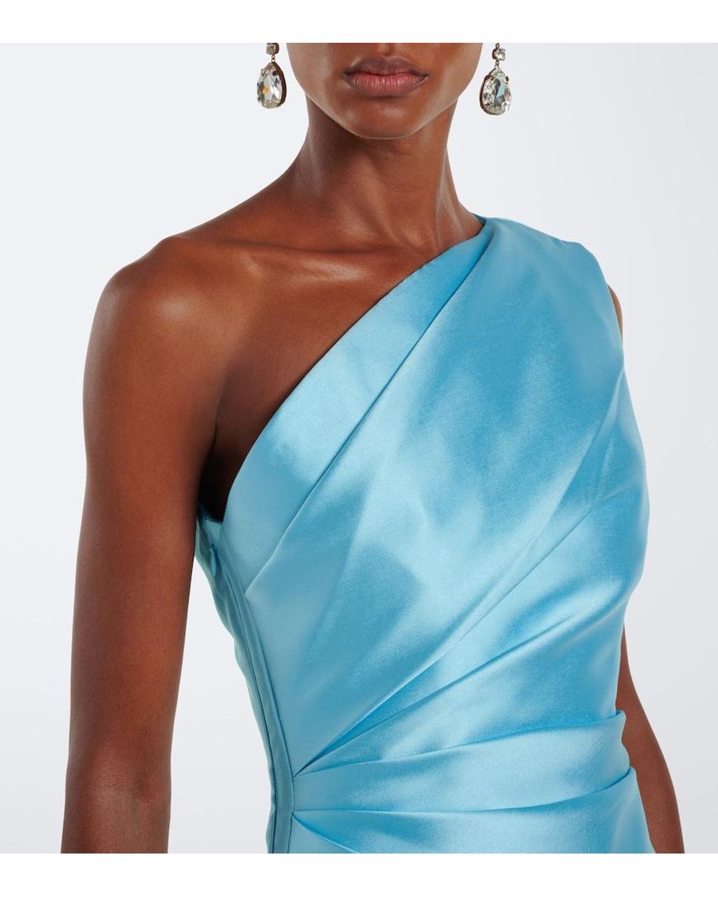 Solace London Blue Kira One-Shoulder Satin Gown