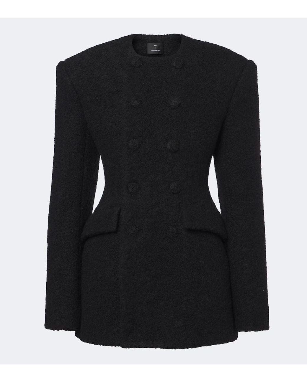 Wardrobe NYC Black Alpaca And Wool-Blend Boucle Blazer Dress