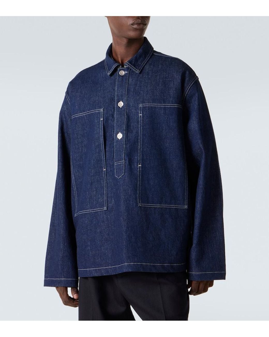 Studio Nicholson Blue X Aaron Levine York Denim Shirt for men