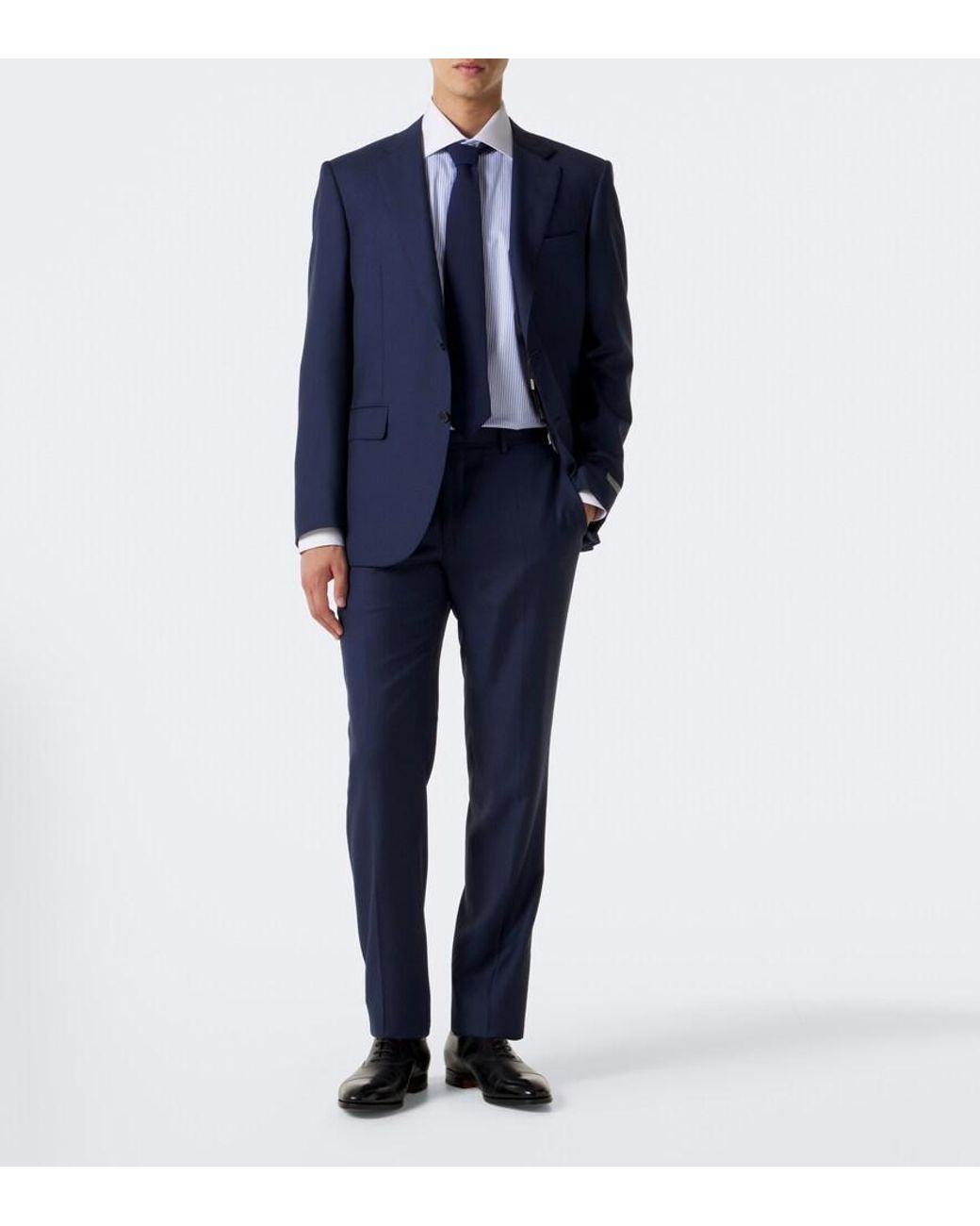 Brioni Blue William Striped Cotton Poplin Shirt for men