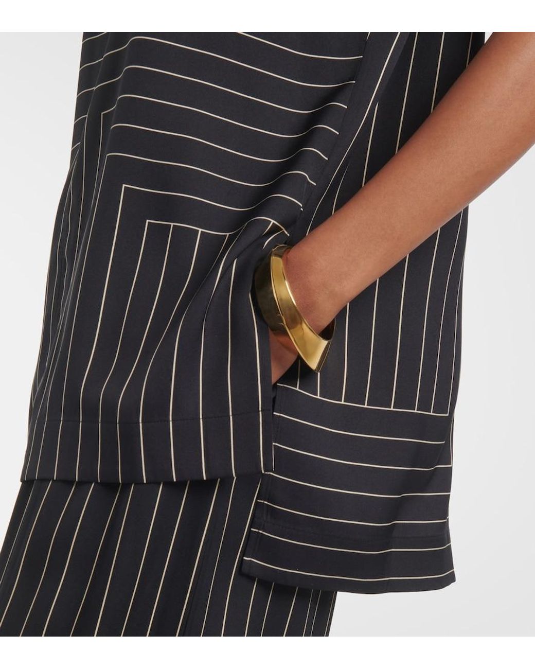 Joseph Black Louison Striped Silk-Blend Top