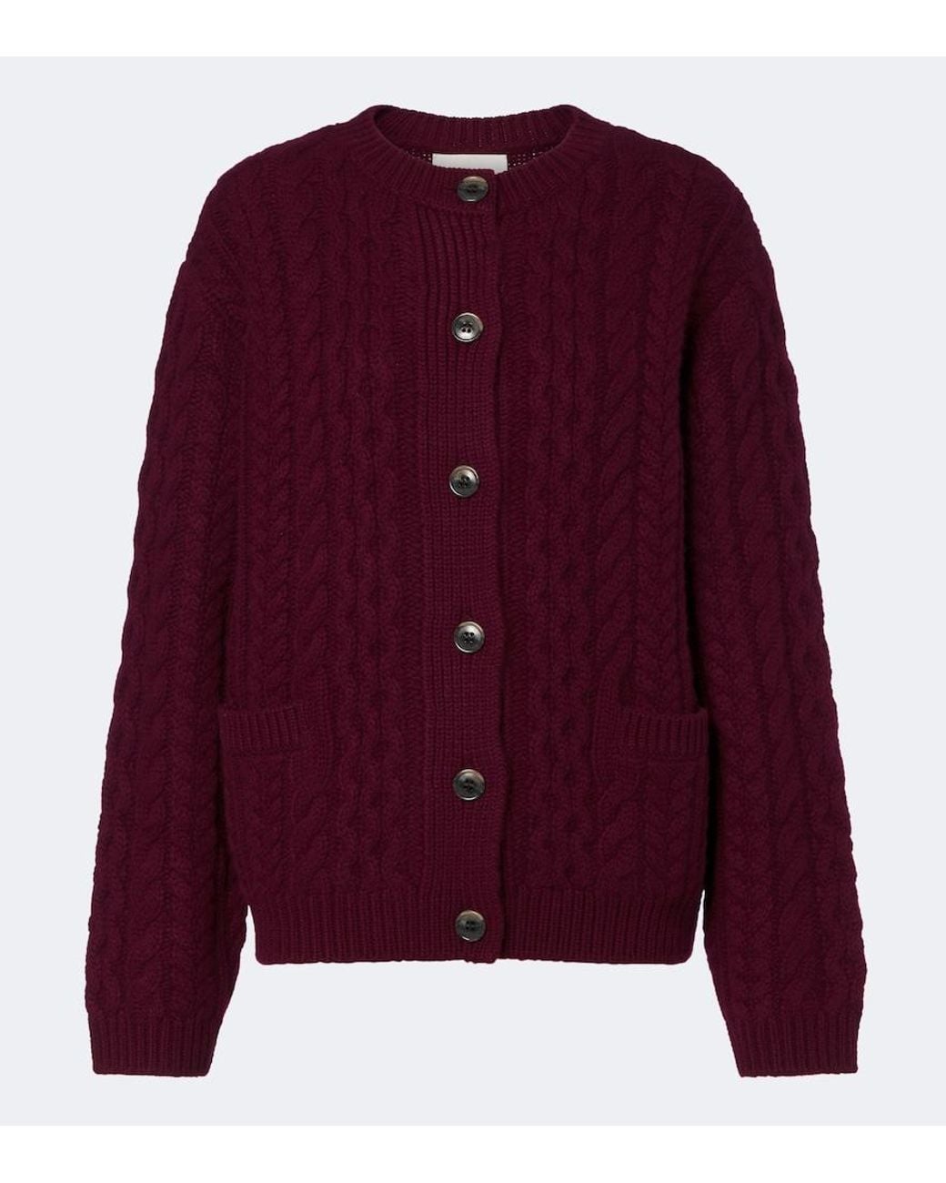 Lisa Yang Purple Cable-Knit Cashmere Cardigan