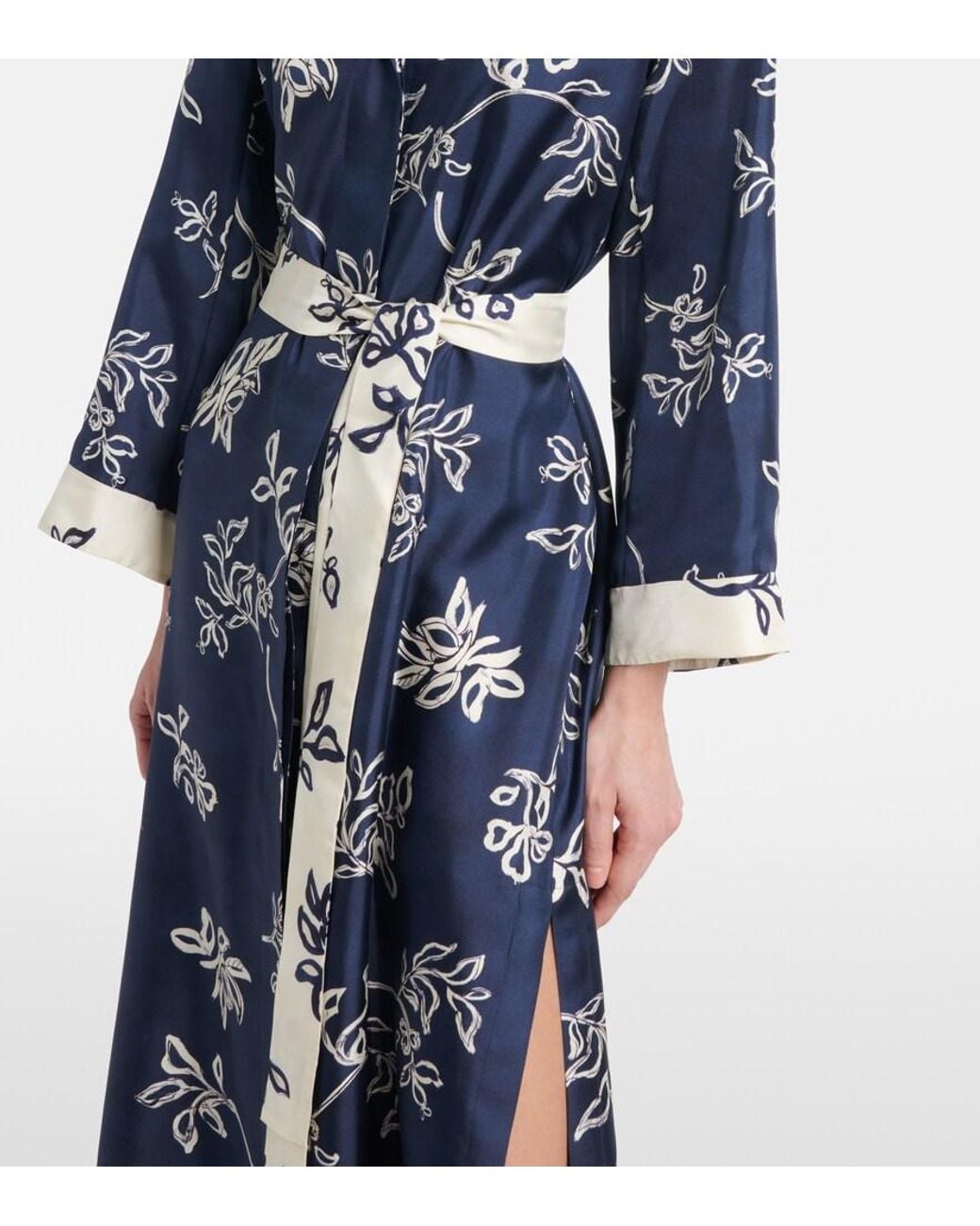 Max Mara Blue Timeo Printed Twill Wrap Dress