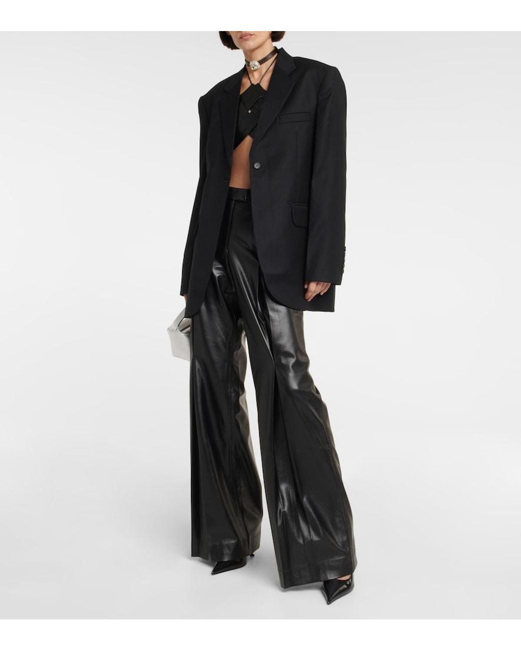AYA MUSE Black Vortico Low-Rise Wide-Leg Pants