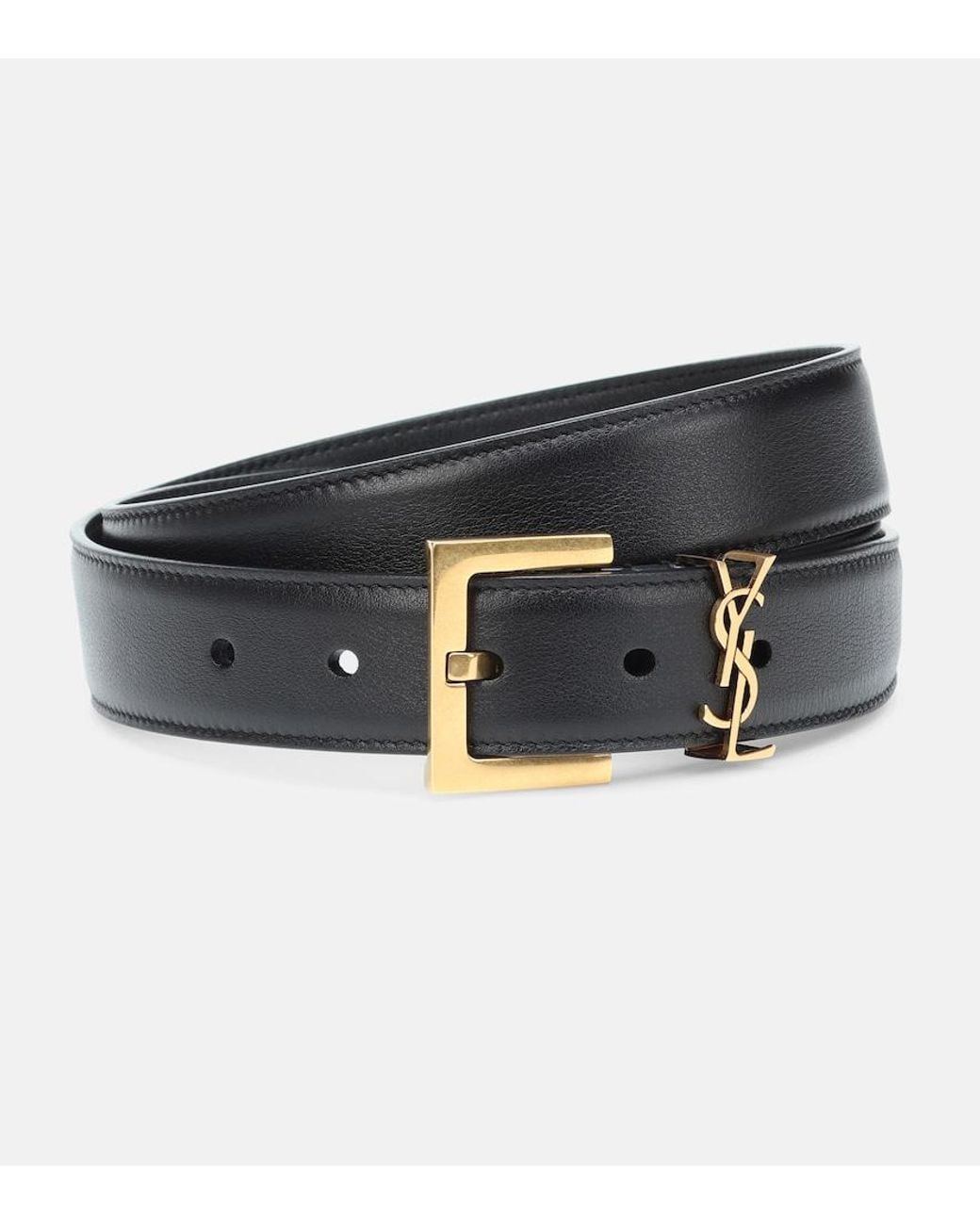 Saint Laurent Blue Cassandre Leather Belt