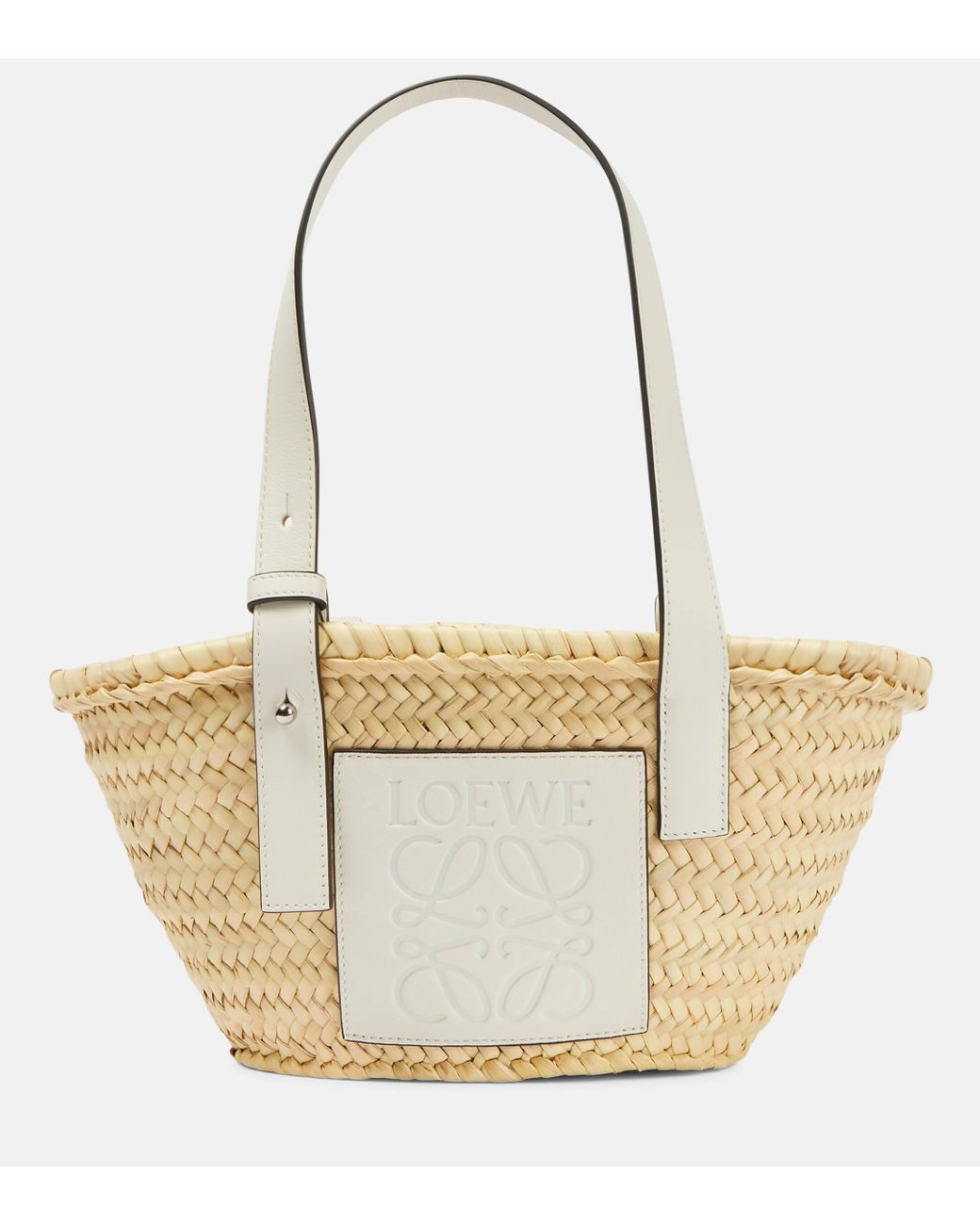 Loewe White Leather And Raffia Basket Bag Lyst UK