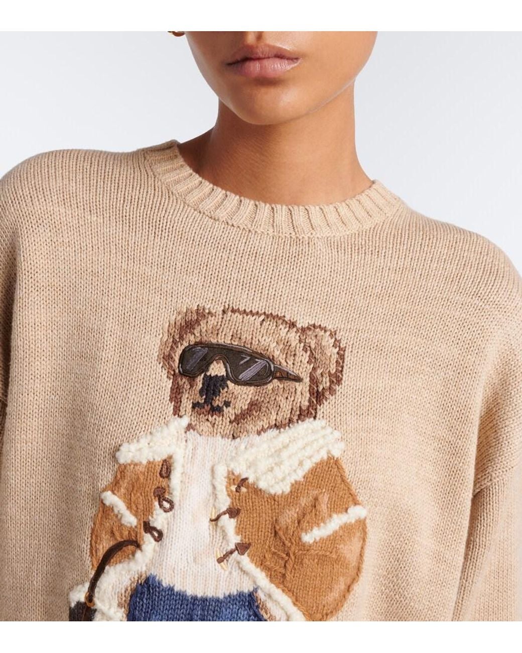 Polo Ralph Lauren Natural Polo Bear Cotton, Wool, And Cashmere Sweater