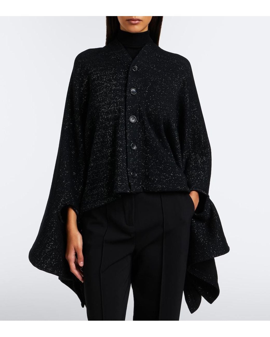 Junya Watanabe Black Draped Wool And Cotton-Blend Cardigan