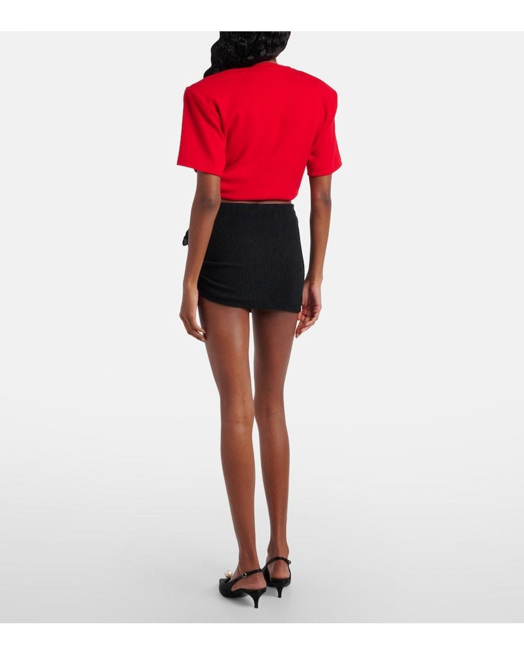 Magda Butrym Black Floral-Applique Miniskirt