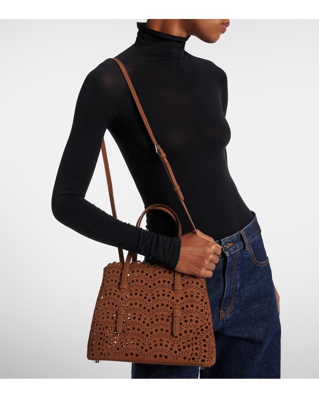 Alaïa Brown Mina 25 Vienne Wave Leather Top-Handle Bag