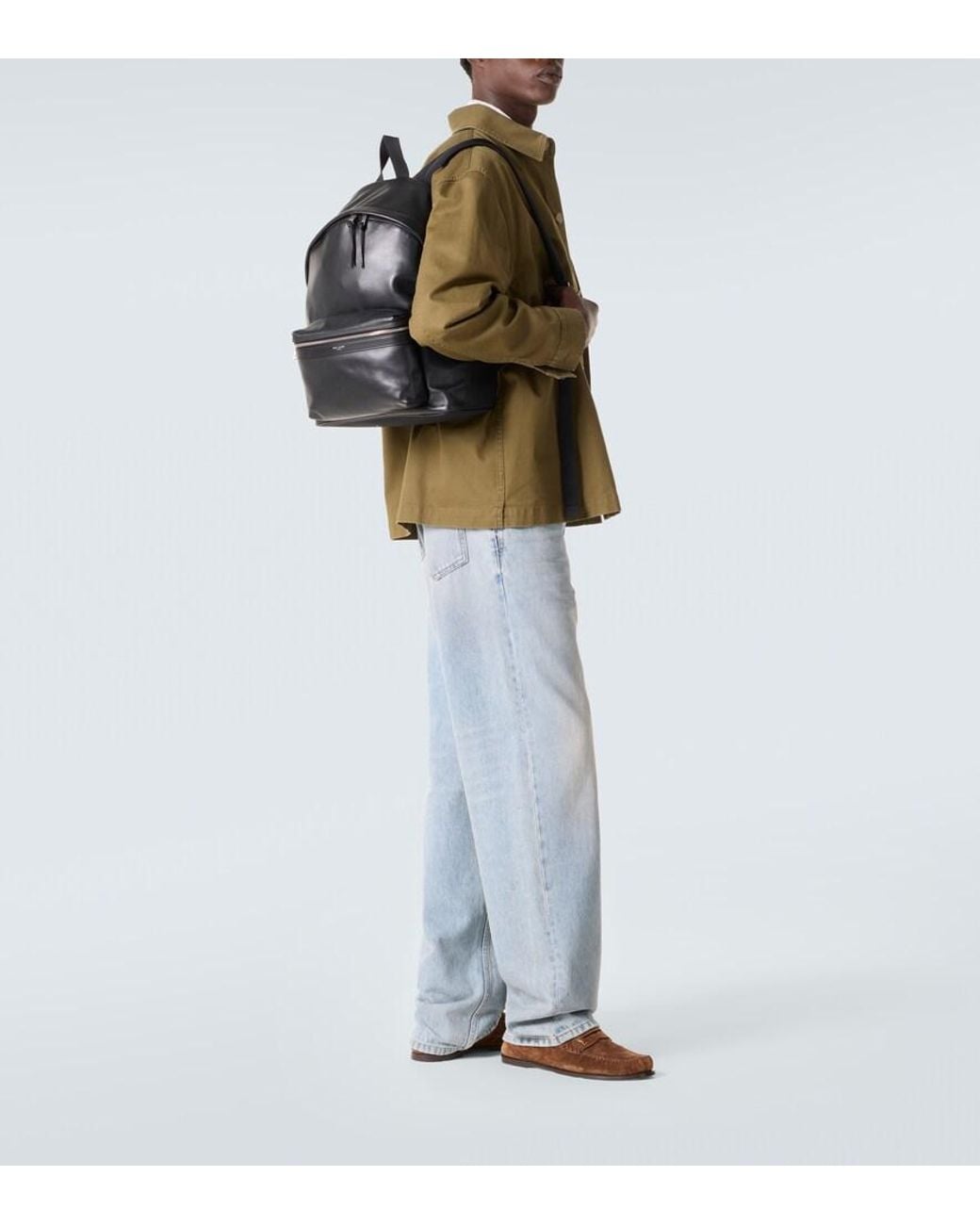 Saint Laurent Black City Leather Backpack for men
