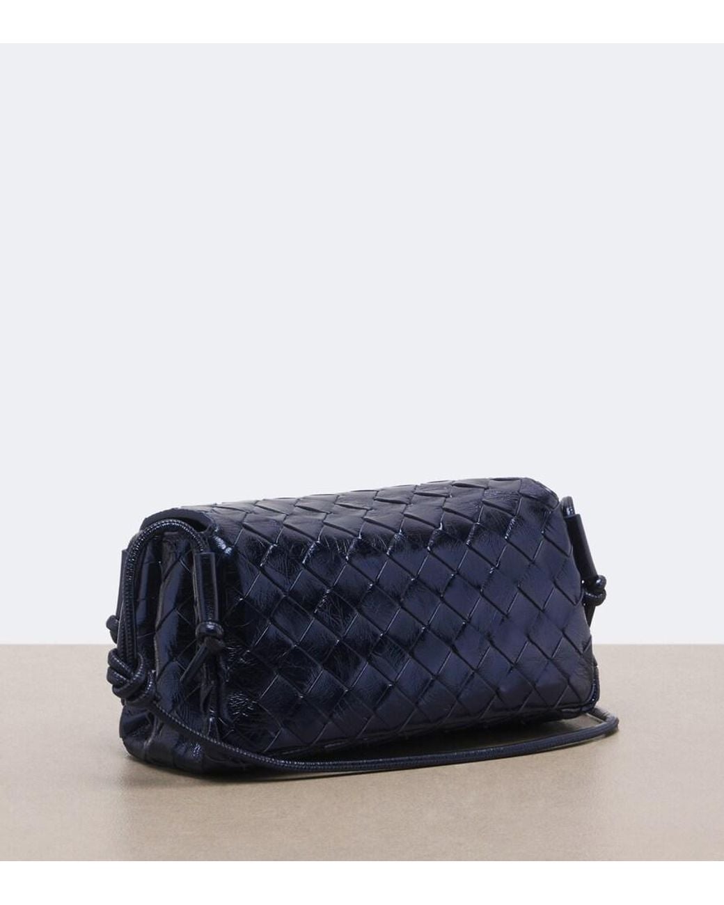 Bottega Veneta Blue Notturno Intrecciato Leather Crossbody Bag