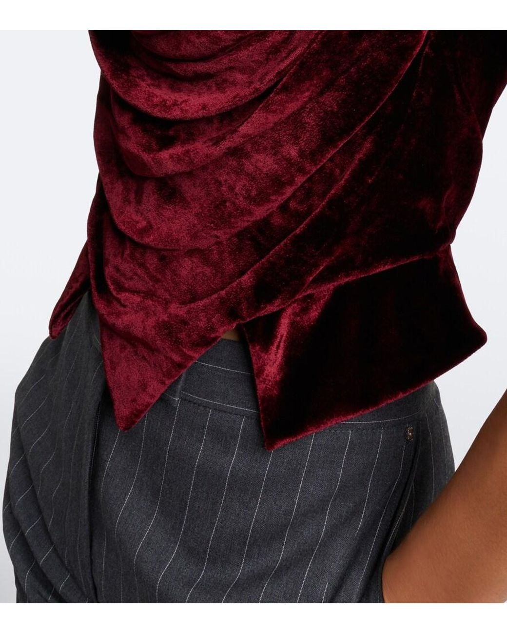 Vivienne Westwood Red Sunday Draped Velvet Bustier Top