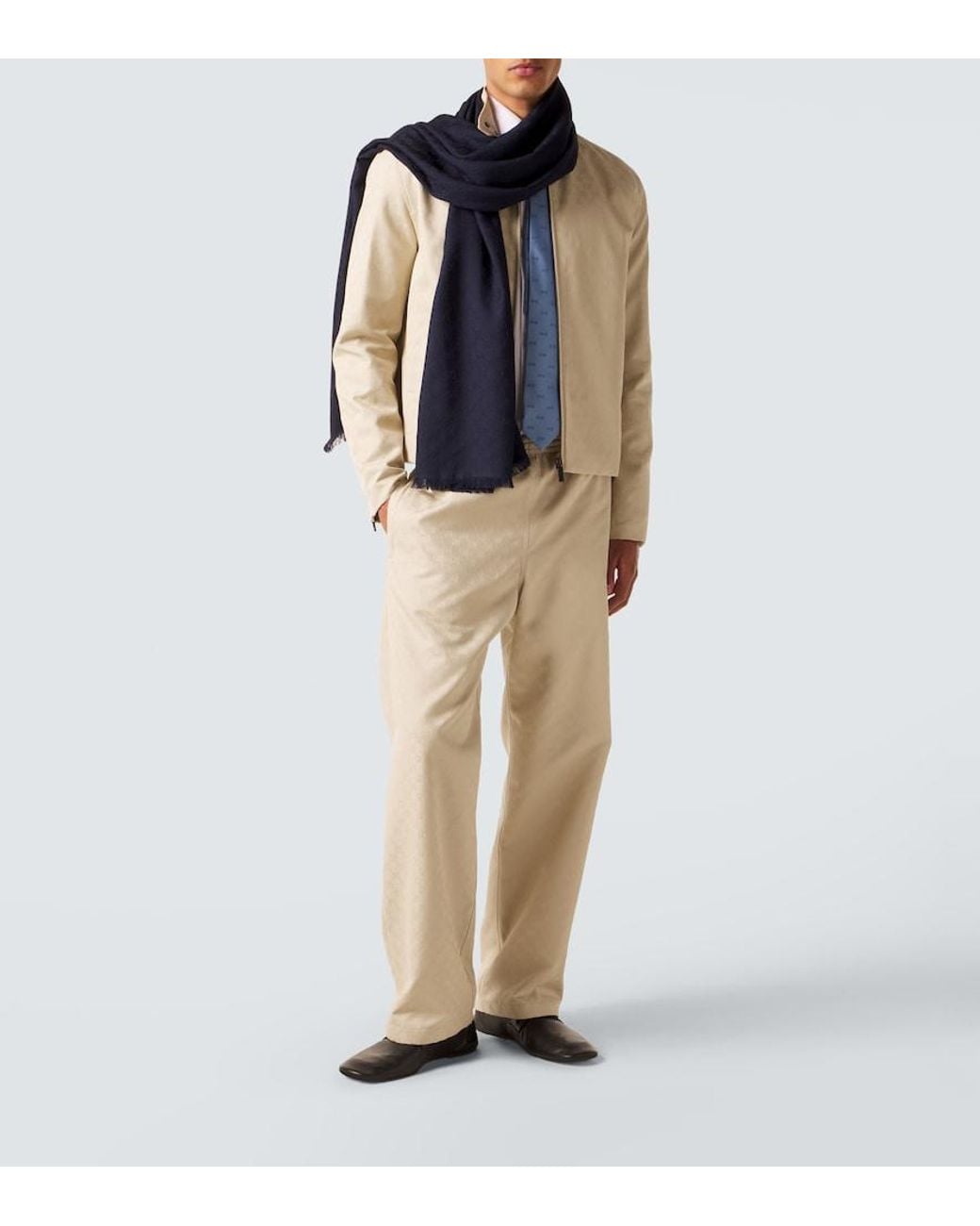 Gucci Blue Wool And Silk Scarf for men