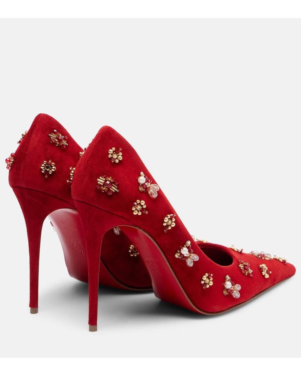 Christian Louboutin Red Mix Kate 100 Suede Pump