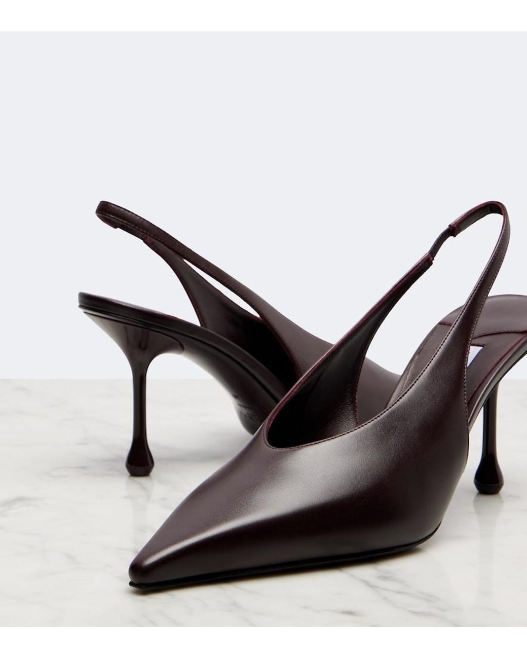 Jimmy Choo Brown Isa 80 Leather Slingback Pumps