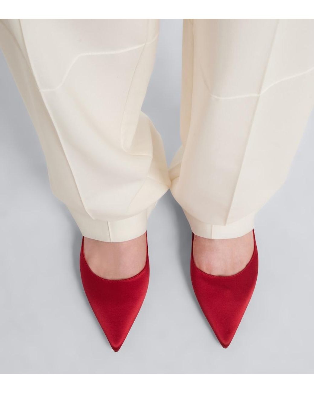 Jimmy Choo Red Love Satin Ballet Flats