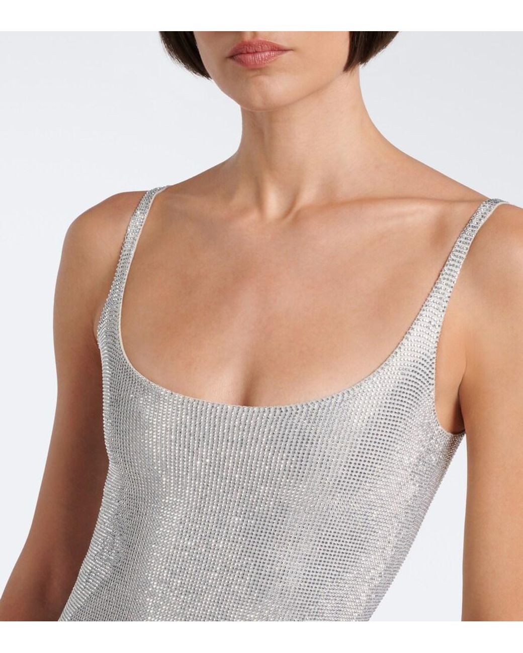 Gucci White Crystal-Embellished Minidress
