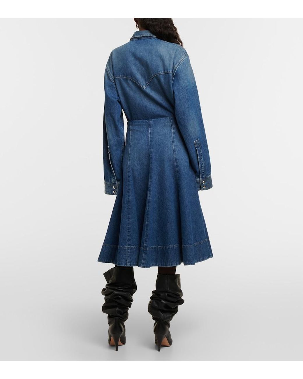 Khaite Blue Lennox Denim Midi Skirt