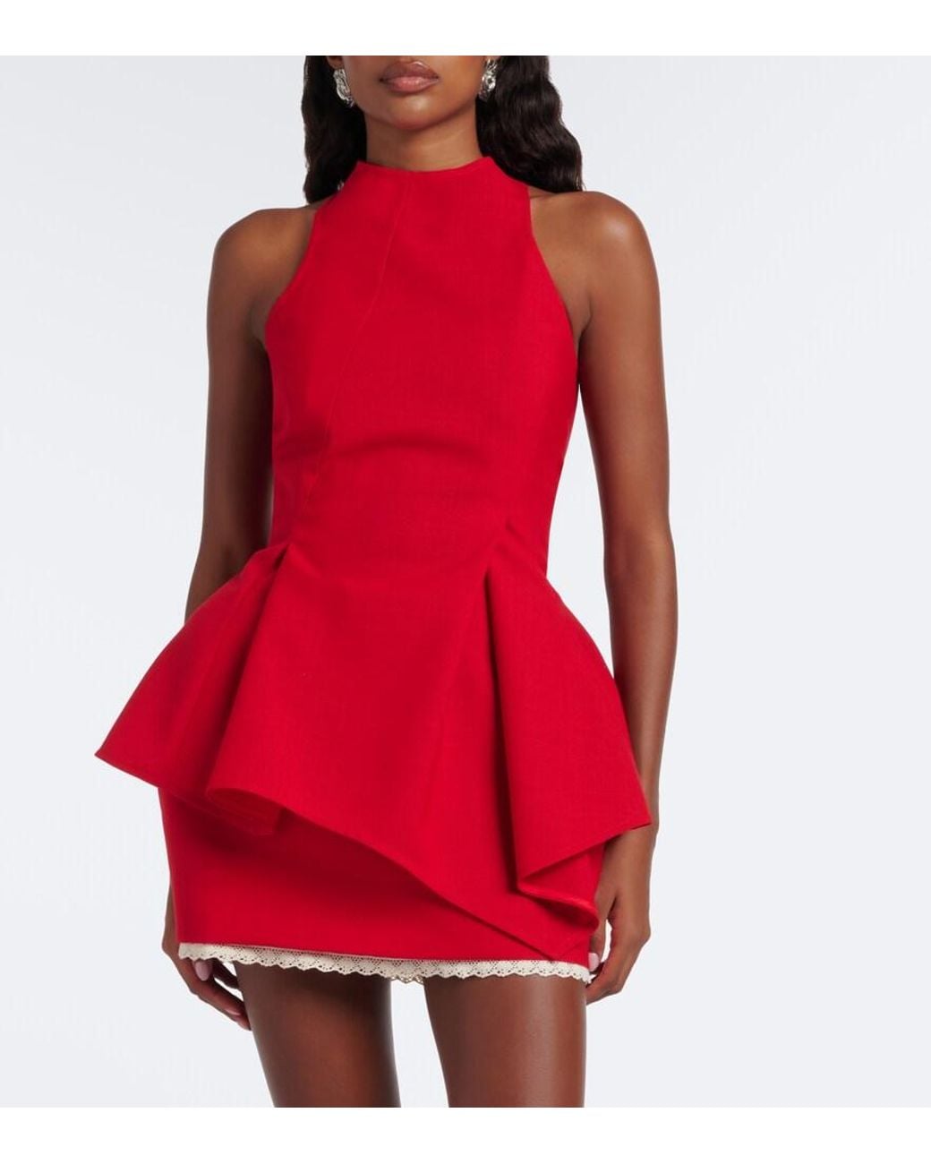 Magda Butrym Red Asymmetric Virgin Wool Top