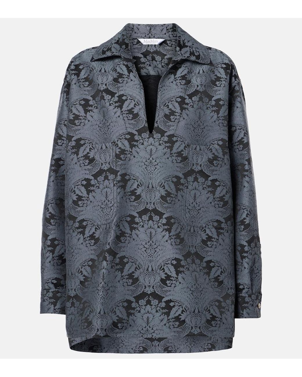 Max Mara Black Anemone Wool-Blend Jacquard Shirt