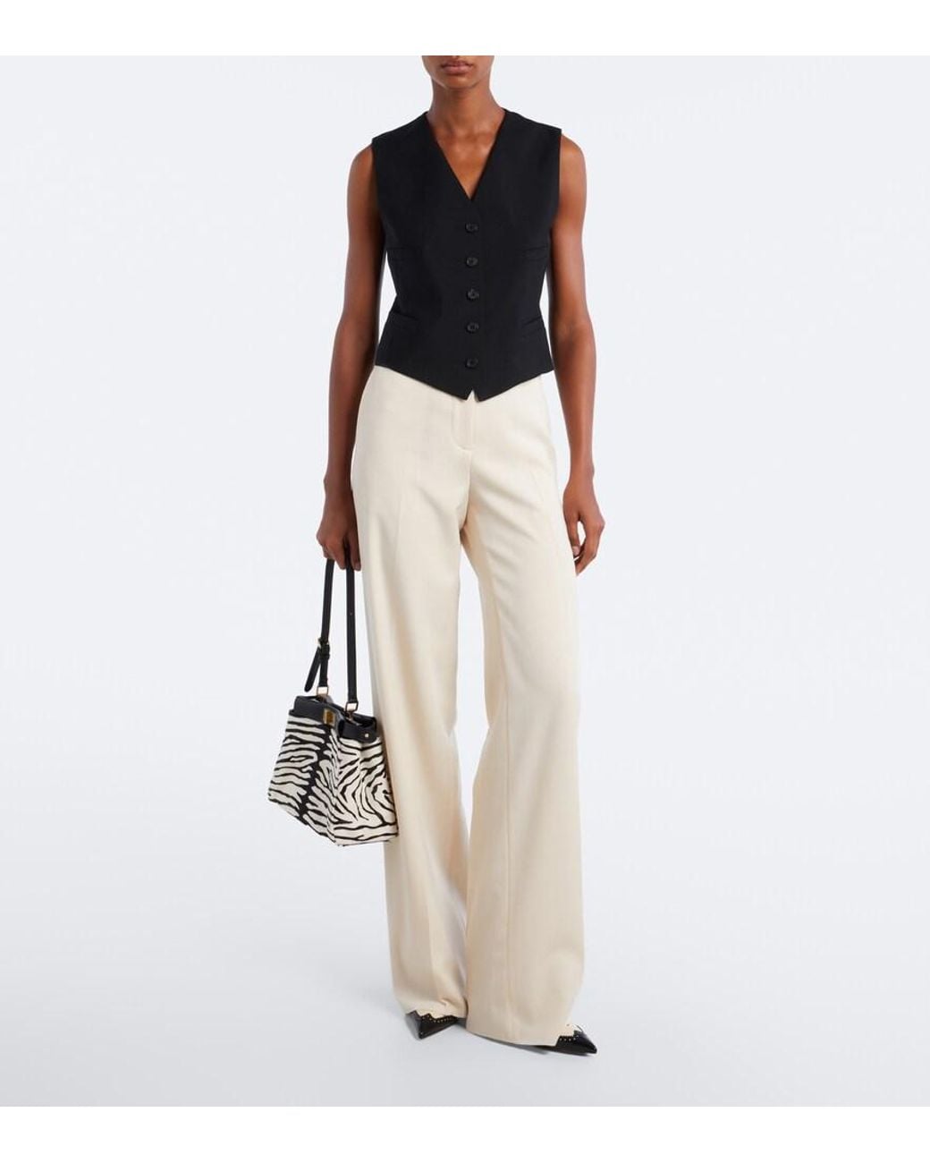 Fendi Black Mohair And Wool Vest