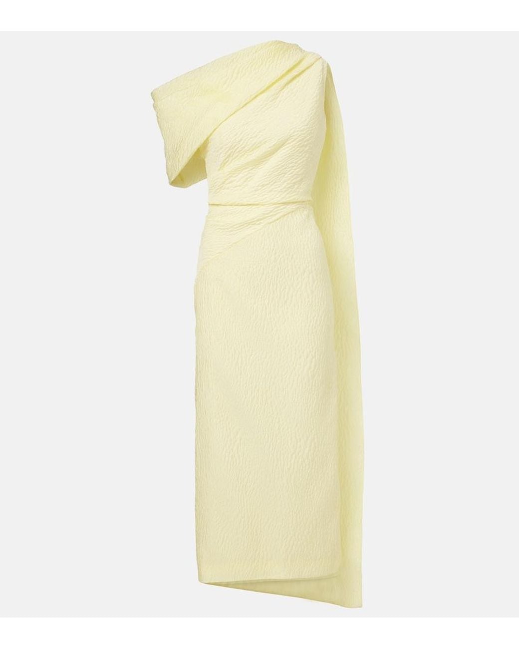 Roksanda Yellow Maite Caped Cloque Midi Dress