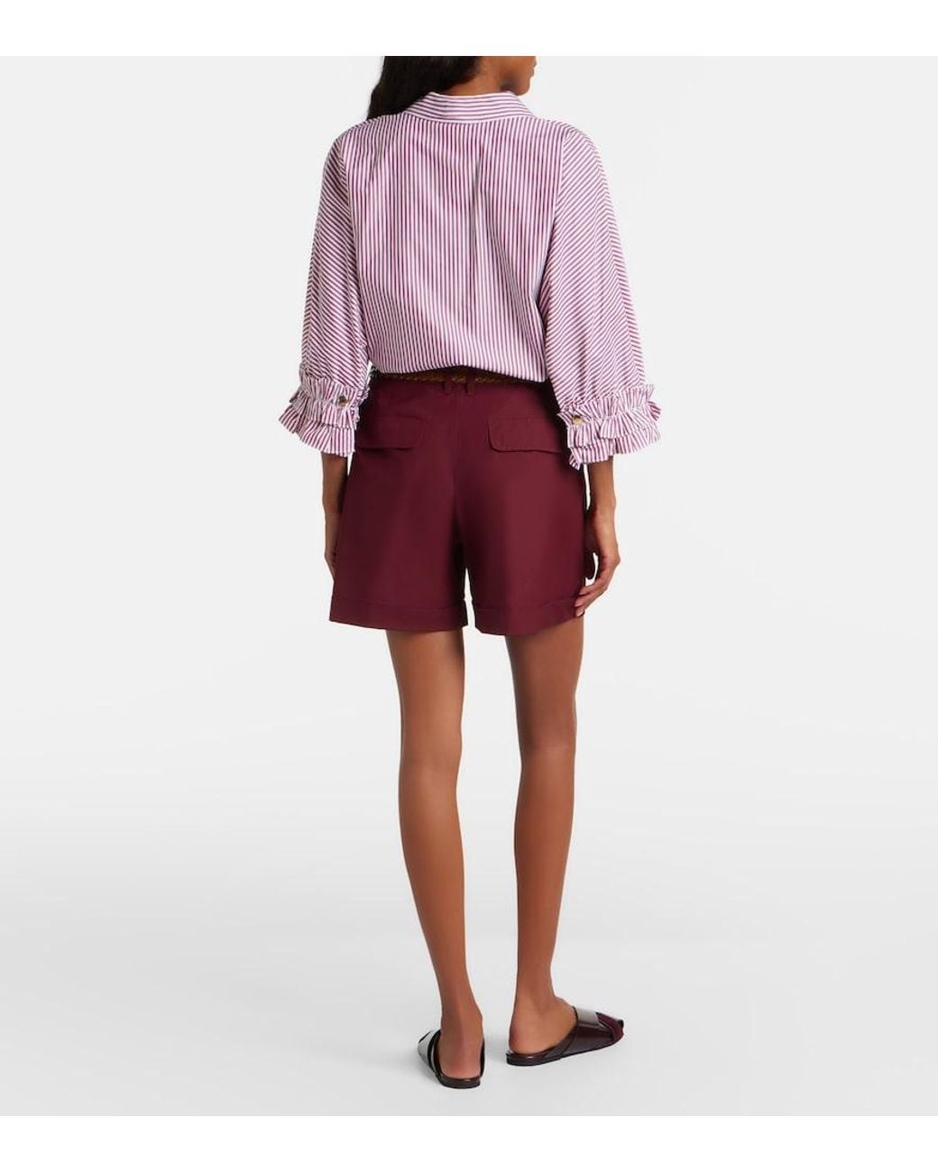Max Mara Red Cotton Poplin Shorts