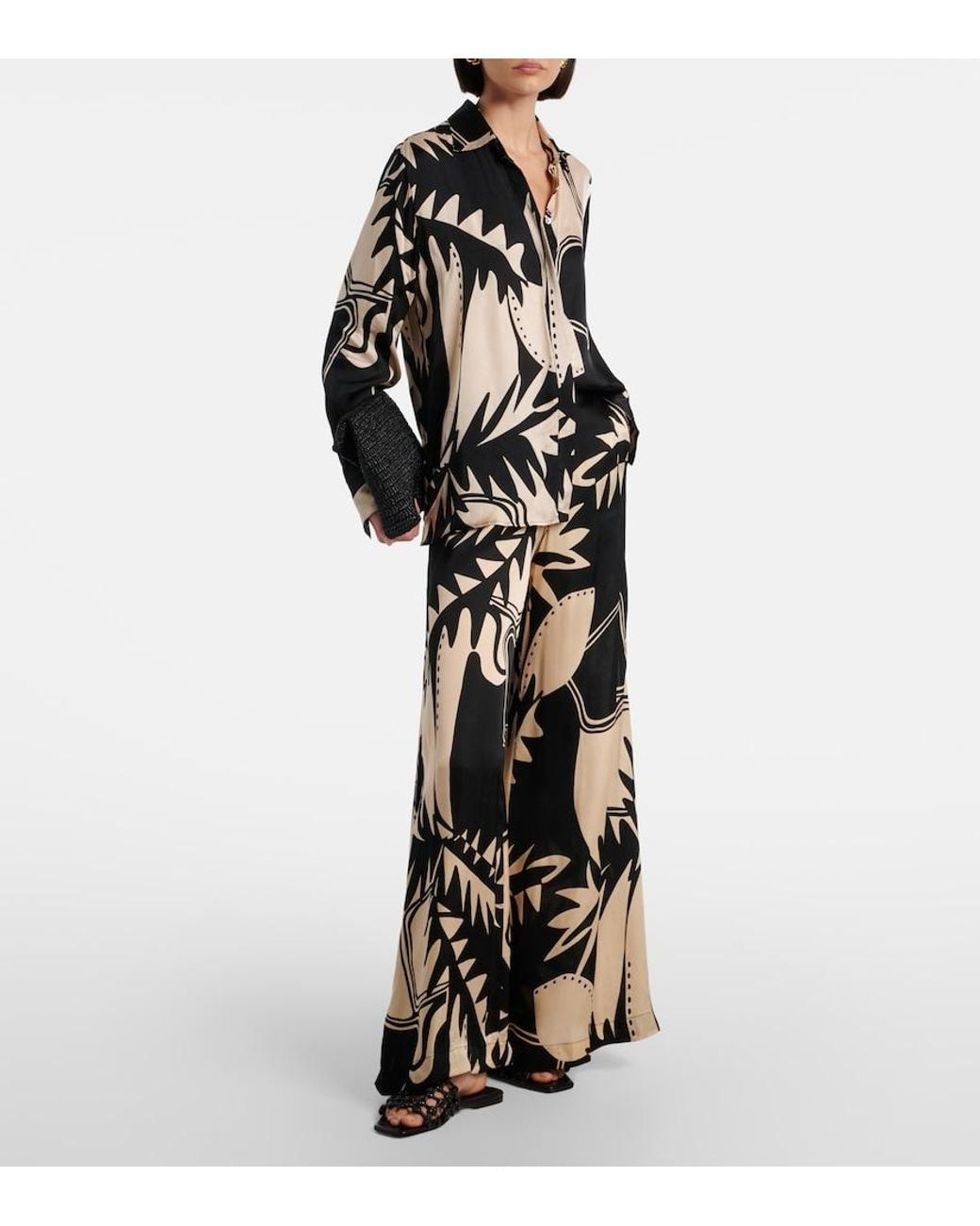 Poupette Black Clea Printed Wide-Leg Pants