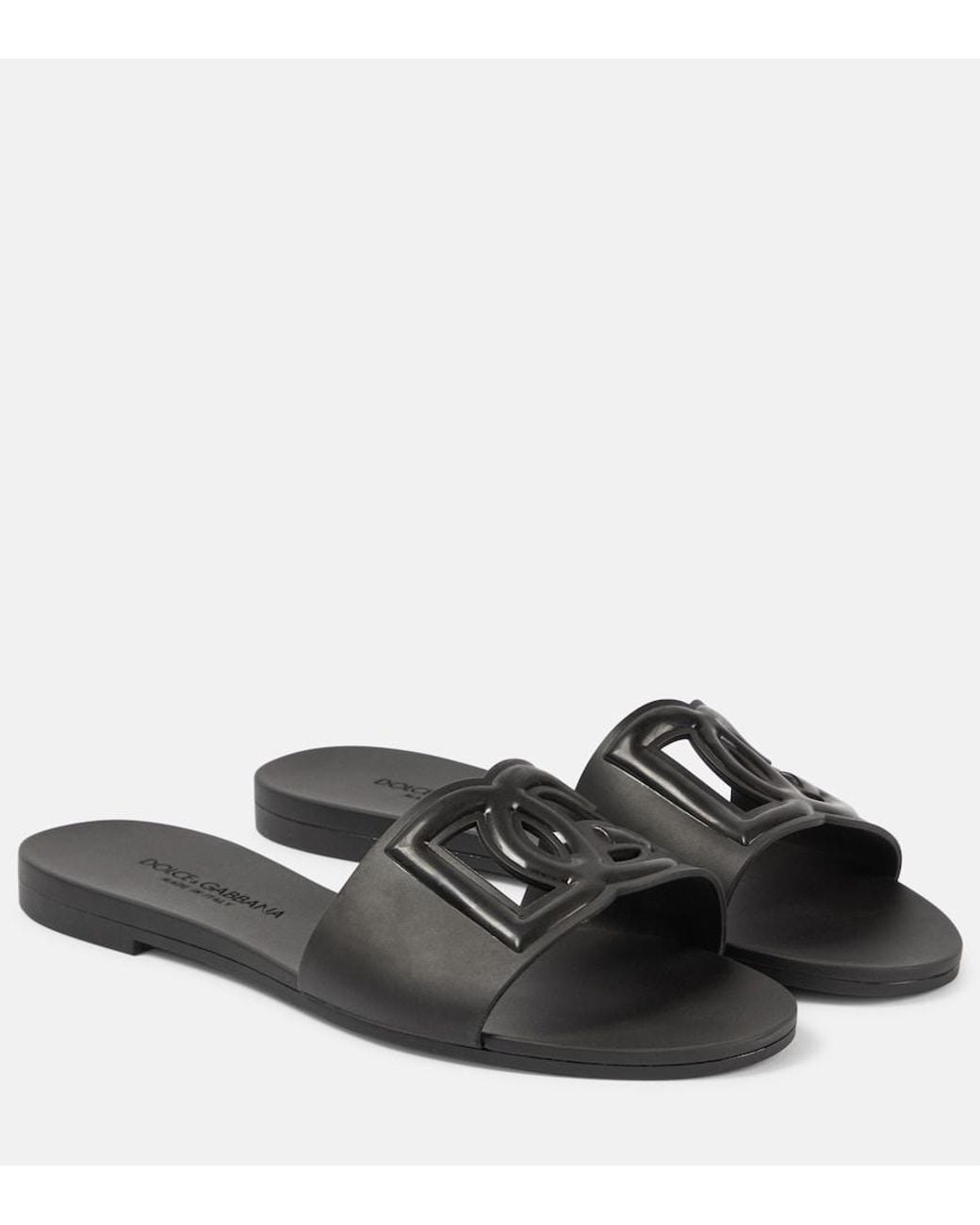 Dolce & Gabbana Black Leather Slides