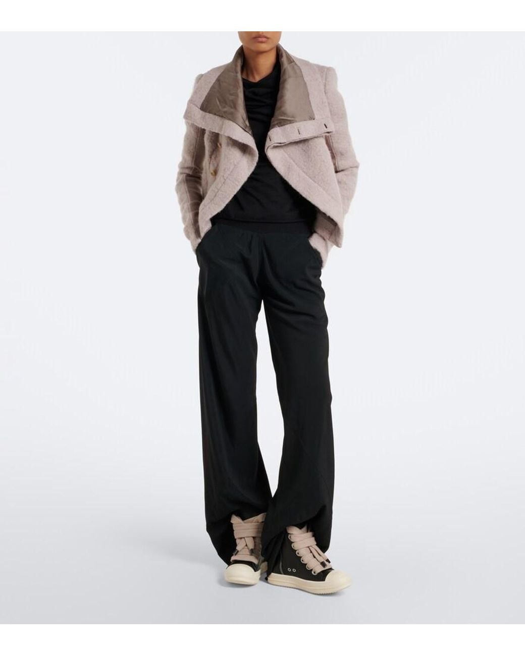 Rick Owens Black Jumbolace Leather Sneakers