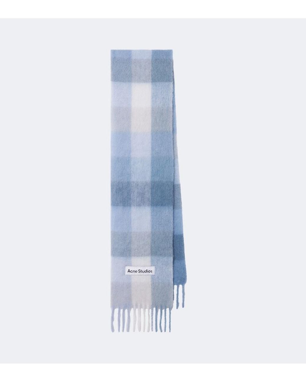 Acne Blue Checked Alpaca, Wool, And Mohair-Blend Scarf