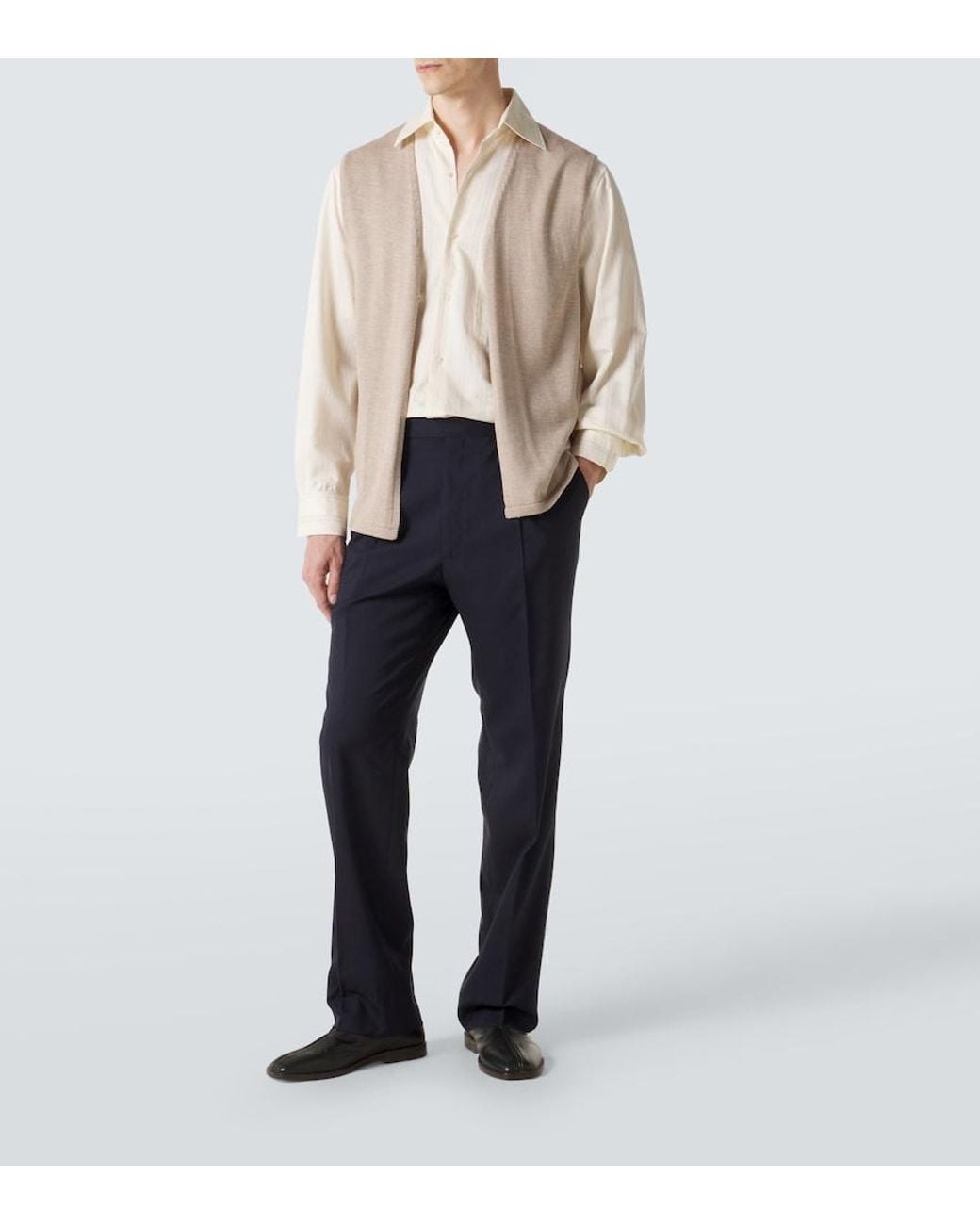 STÒFFA White Striped Cotton And Silk Shirt for men