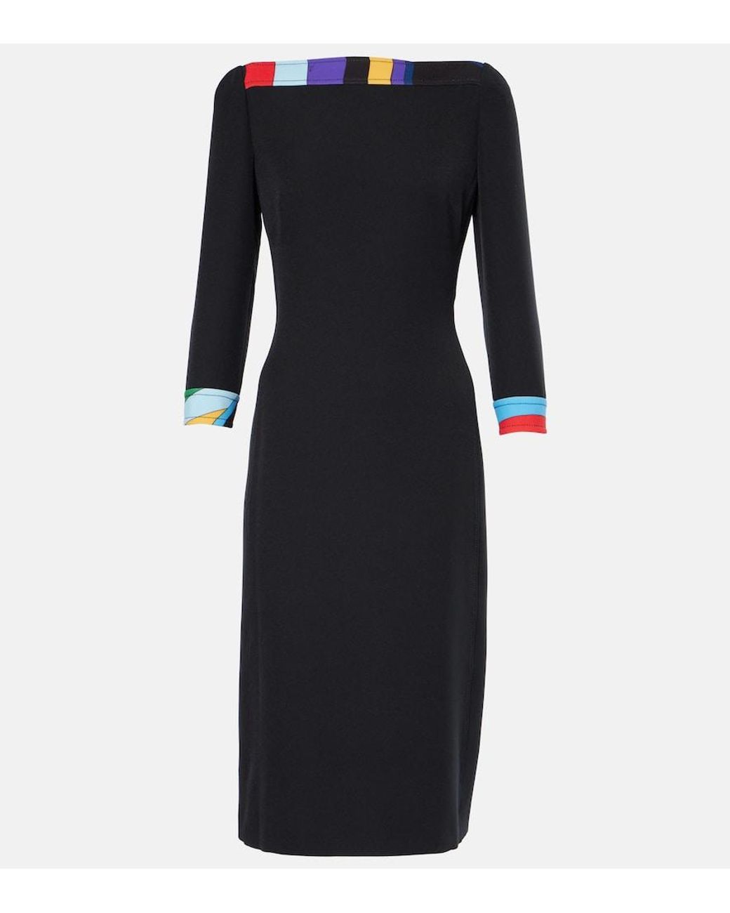 Emilio Pucci Black Cady Polyester Midi Dress
