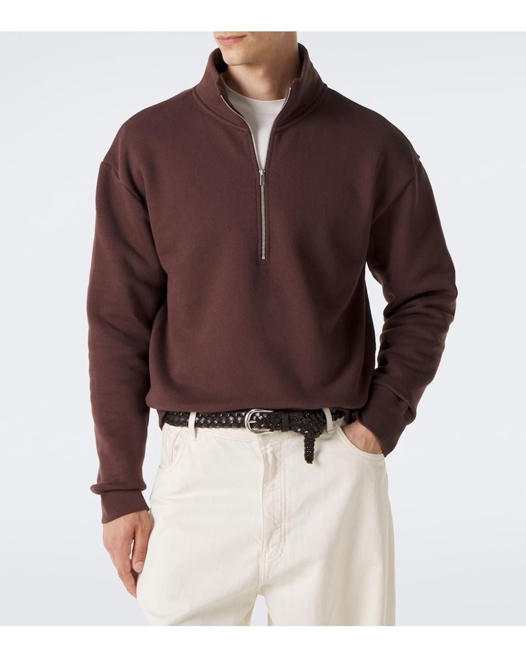 Studio Nicholson Purple Cotton Jersey Half-Zip Sweatshirt for men