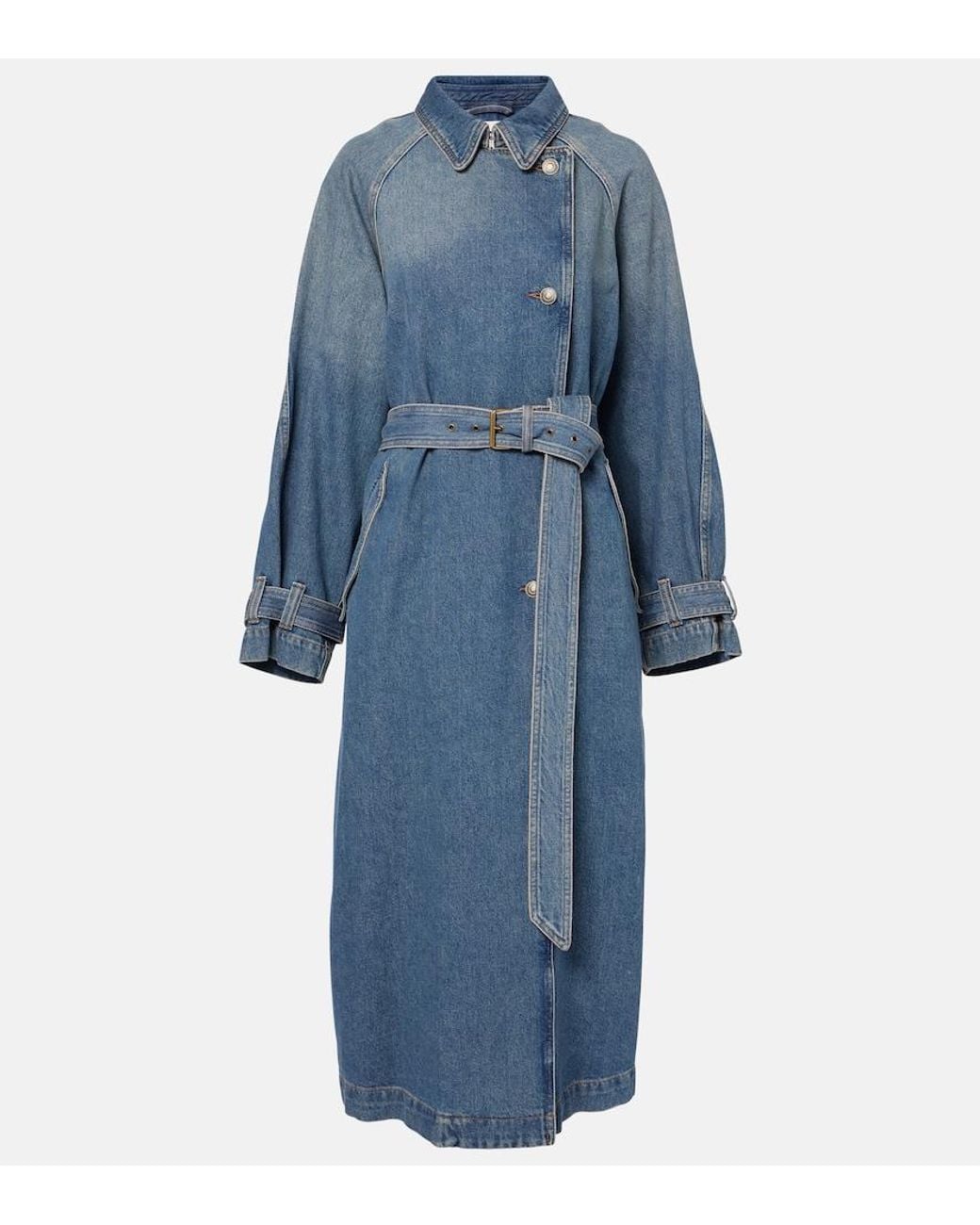 Isabel Marant Blue Denim Trench Coat With Belt