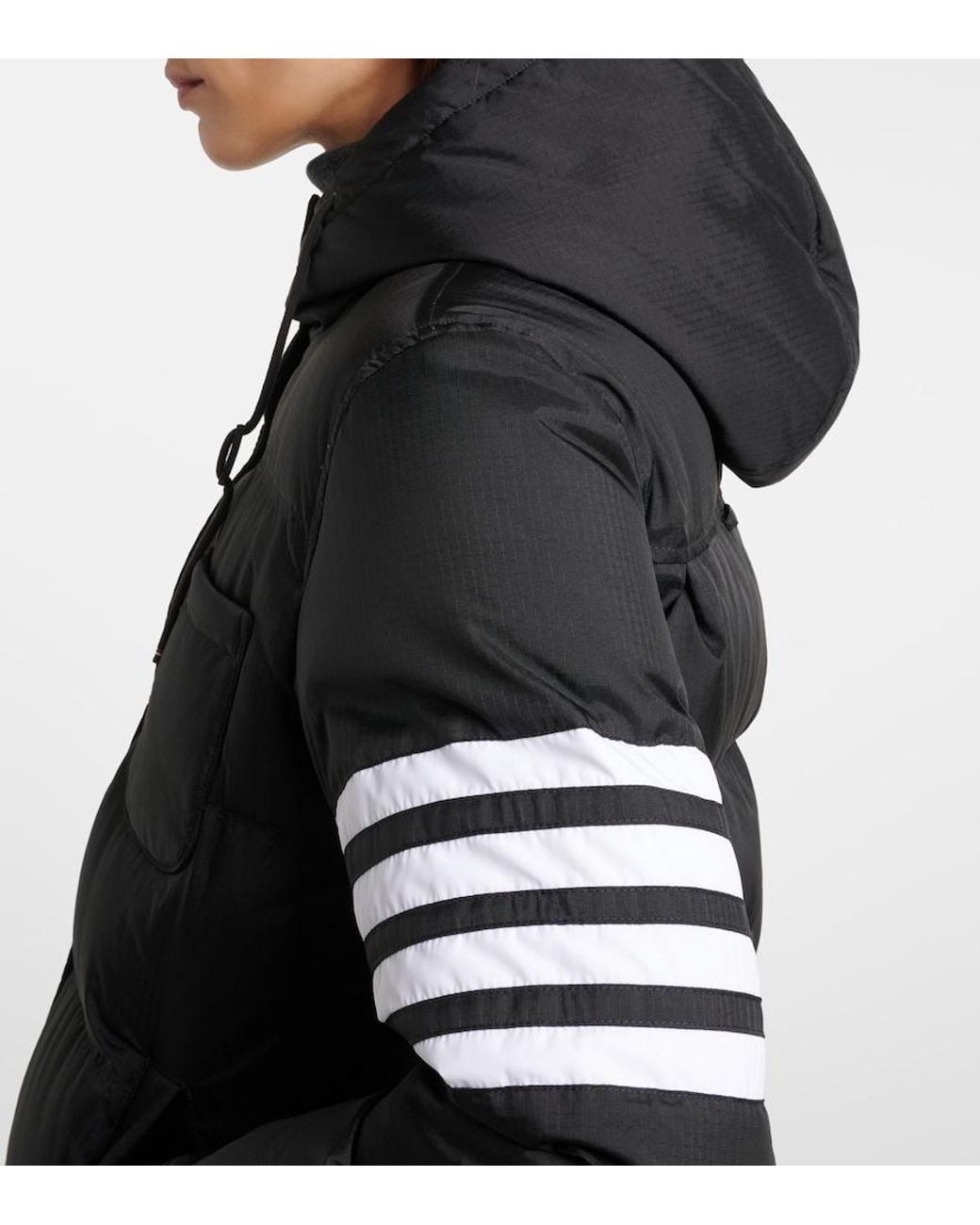 Thom Browne Black 4-Bar Hooded Quilted Down Jacket