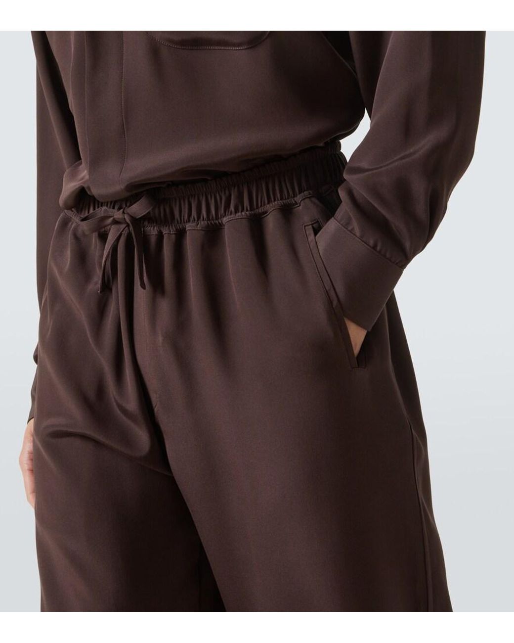Saman Amel Weite Hose Aus Seide in Brown für Herren