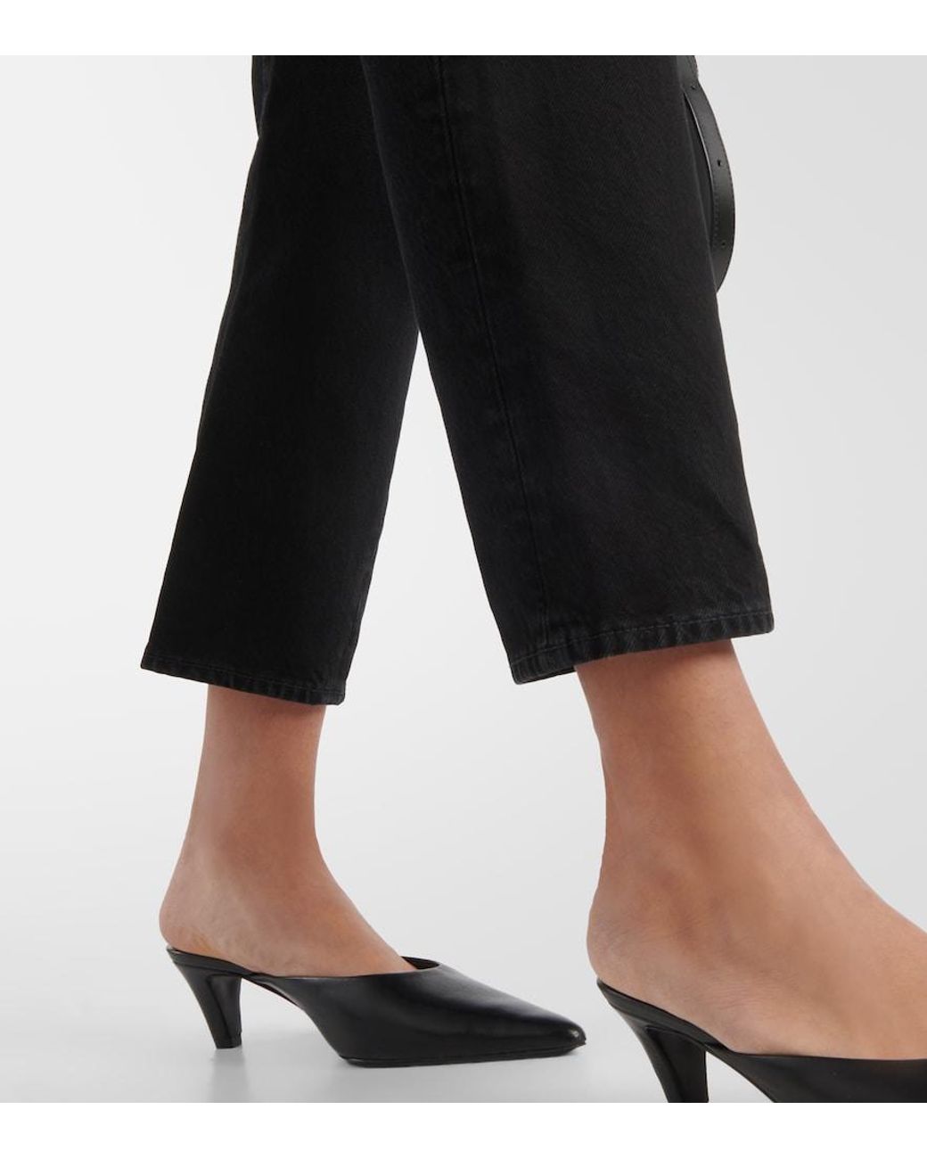 Totême  Black Mid-Rise Cropped Jeans