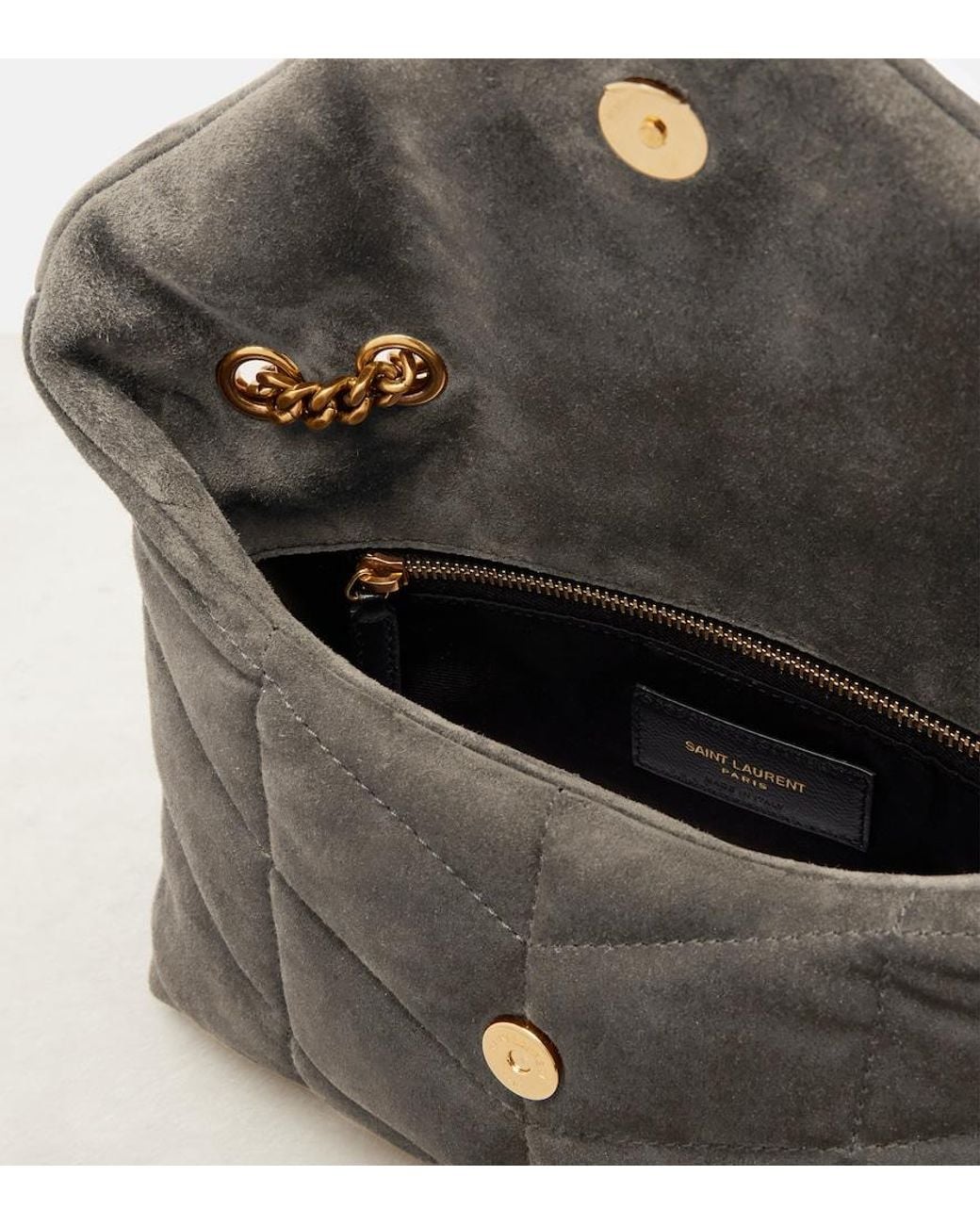 Saint Laurent White Puffer Toy Suede Shoulder Bag