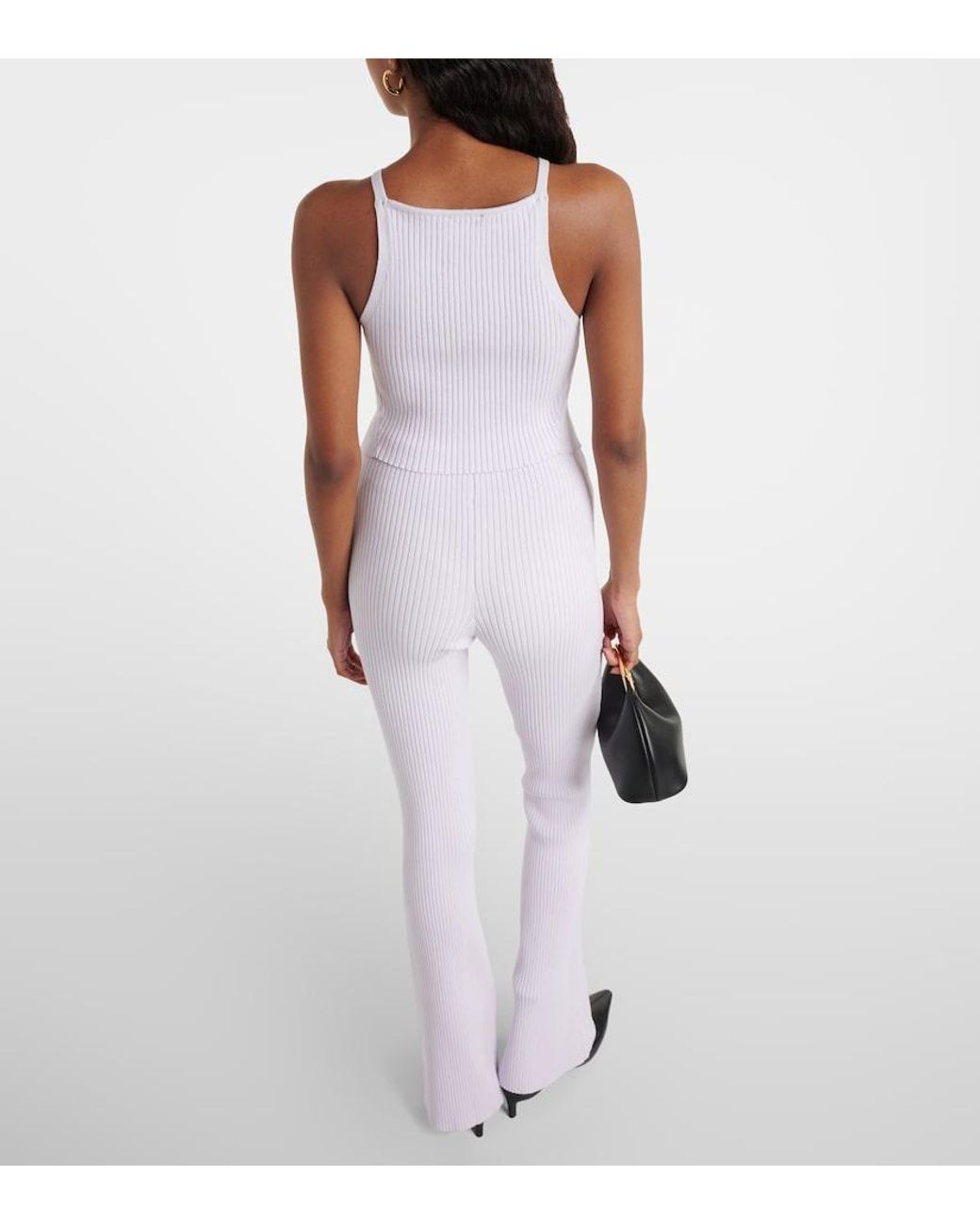 Courreges White Logo Ribbed-Knit Tank Top
