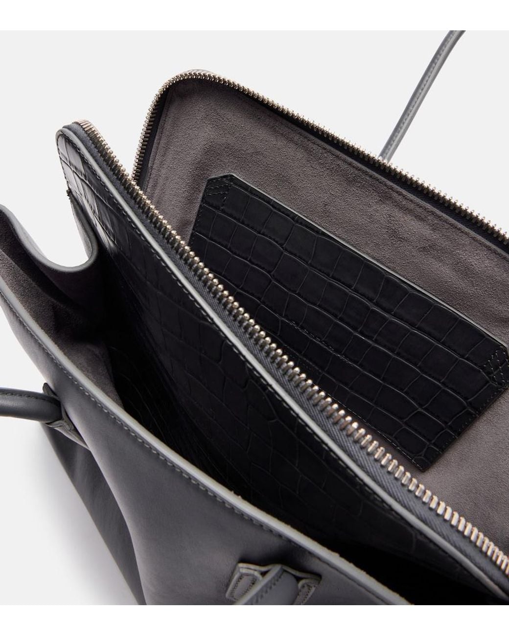 The Attico Black La Passeggiata Medium Leather Tote Bag