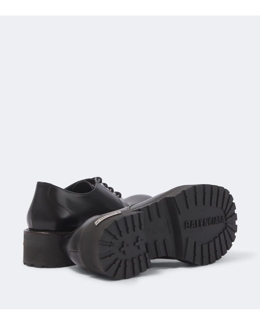 Balenciaga Black Venom Leather Derby Shoes for men