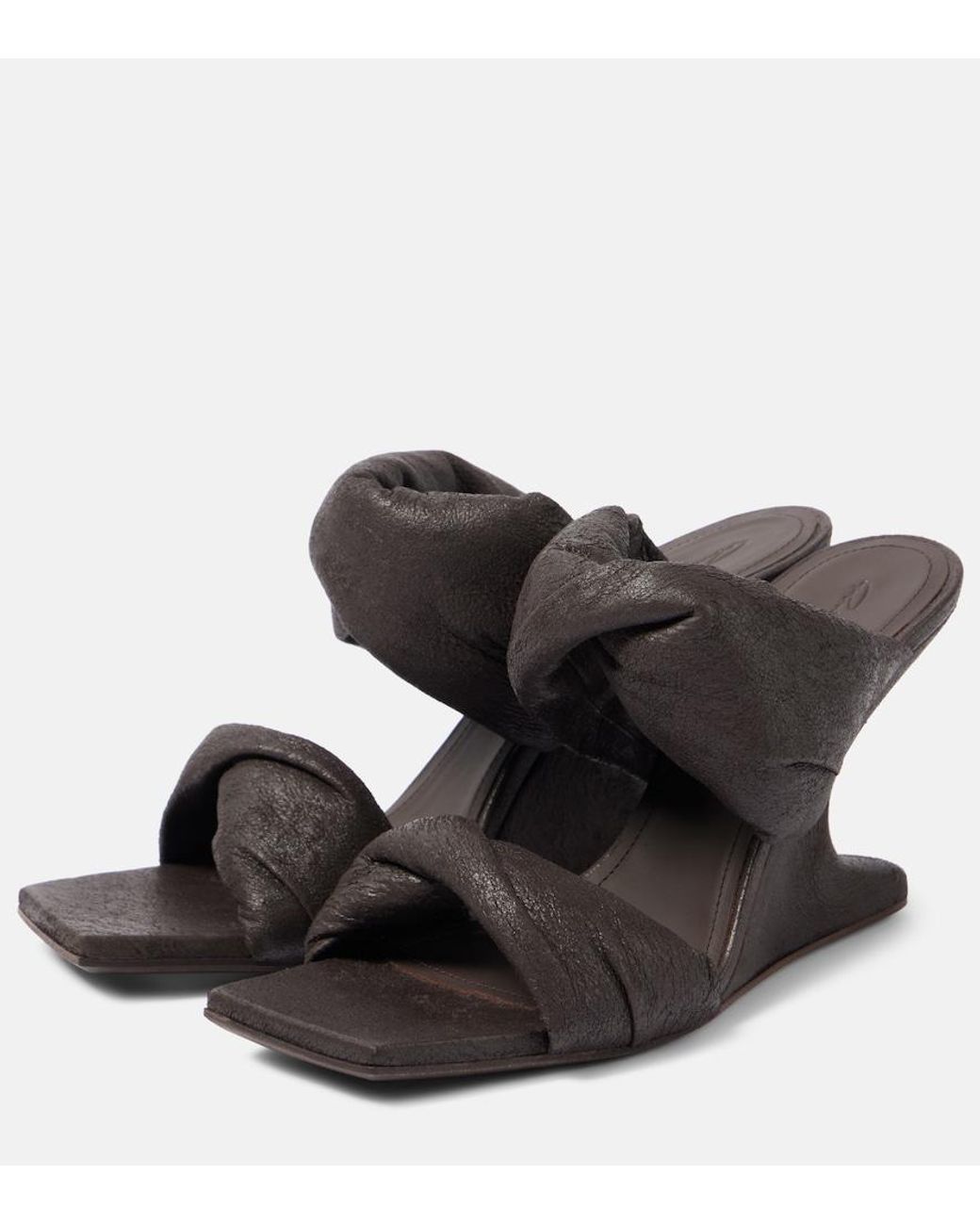 Rick Owens Black Twisted Cantilever 80 Leather Mules