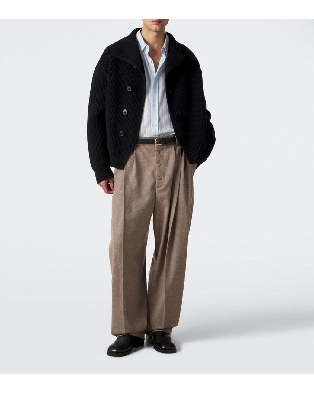 Jacquemus Natural Fernando Virgin Wool Barrel-Leg Pants for men