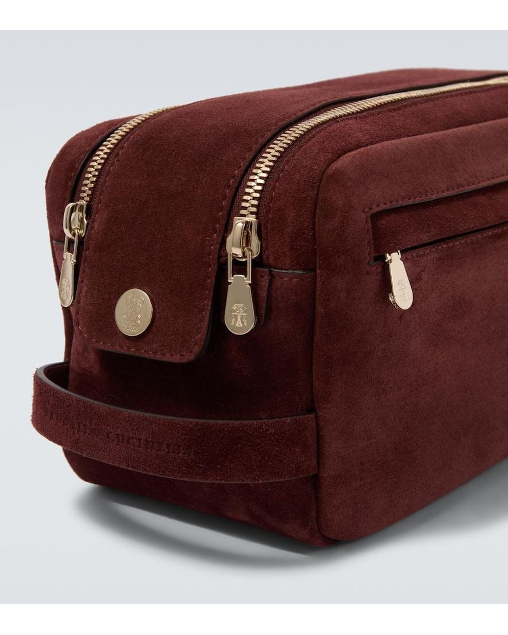 Brunello Cucinelli Red Suede Toiletry Bag for men