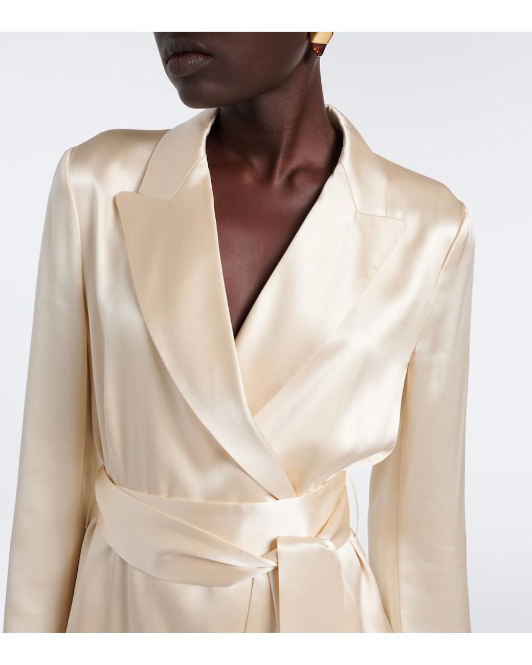 Joseph Natural Archer Belted Silk Satin Jacket